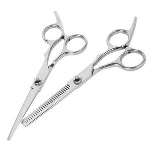 Yaeshii 2pc Professional Hair Cutting Thinning Scissors Salon Hairdressing Shears Regular Flat Teeth Barber Scissors