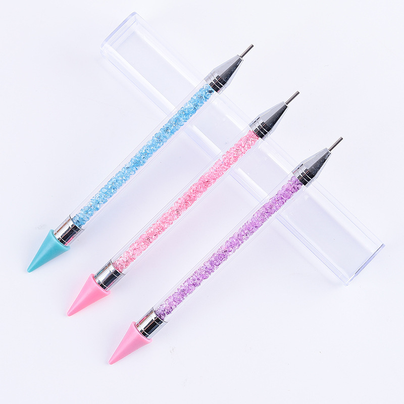 Dual Ended Rhinestone Dotting Tool Pick Up Studs Wax Crystal Picker Manicure Nail Art Pen