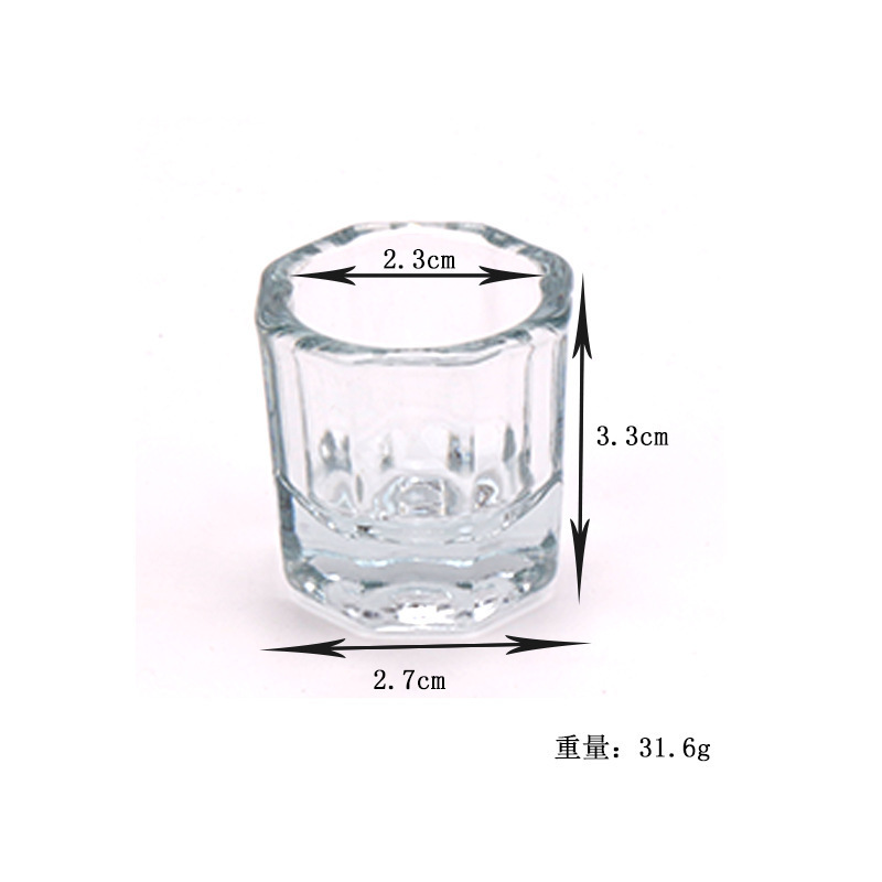 Nail art crystal glass powder liquid nail cup crystal glass cup for Acrylic Powder Liquid with stainless steel cover