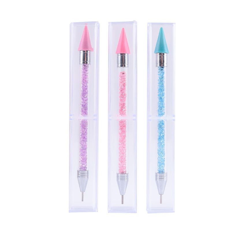 Dual Ended Rhinestone Dotting Tool Pick Up Studs Wax Crystal Picker Manicure Nail Art Pen