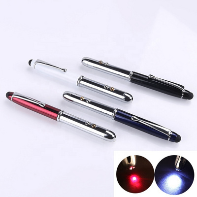 Metal material 4 in 1 pen laser pointer ballpoint pen  with stylus and light