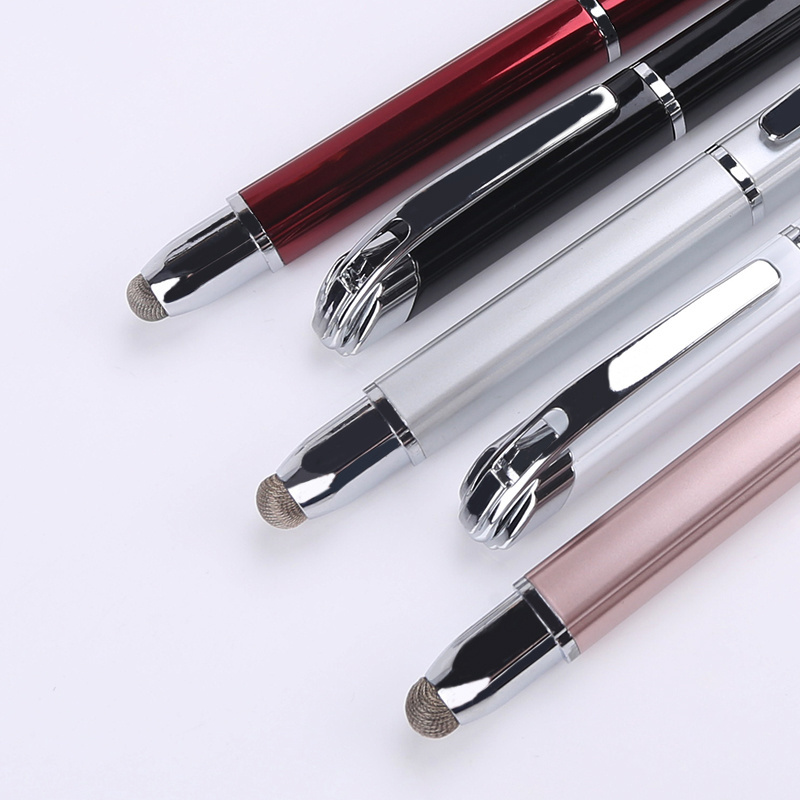 Square metal custom logo touch stylus Business gift roller ball pen