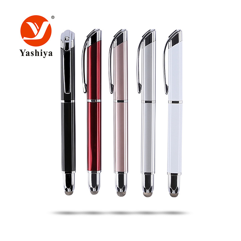 Square metal custom logo touch stylus Business gift roller ball pen