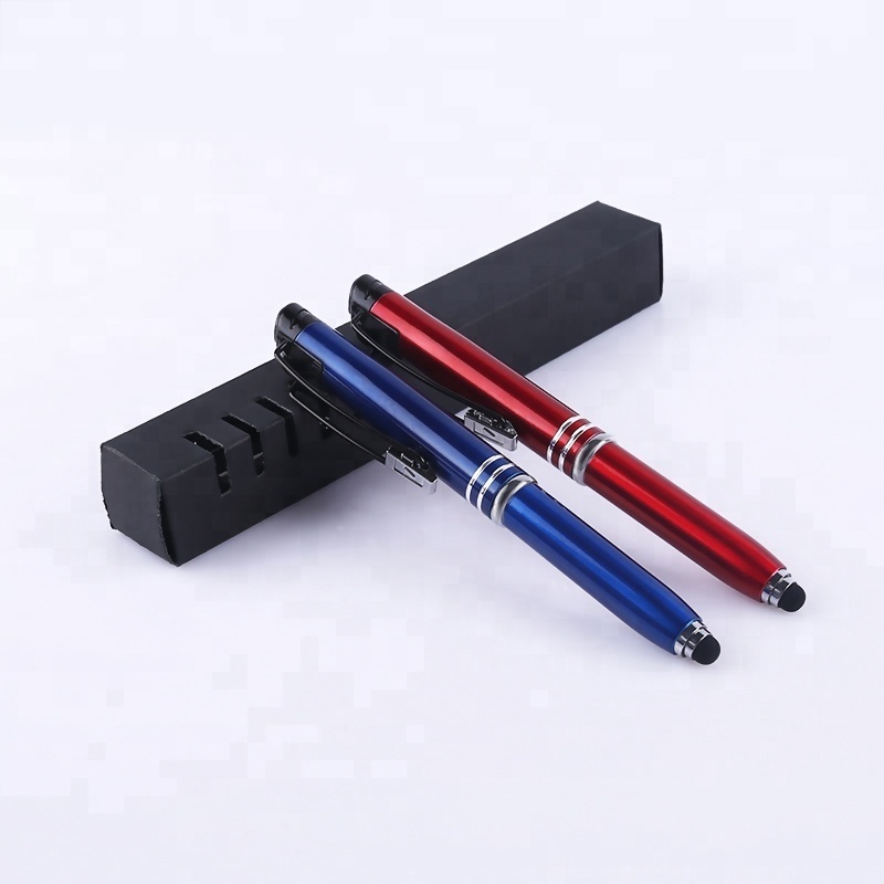 Aluminium metal pen with logo Promotional led light Touch stylus