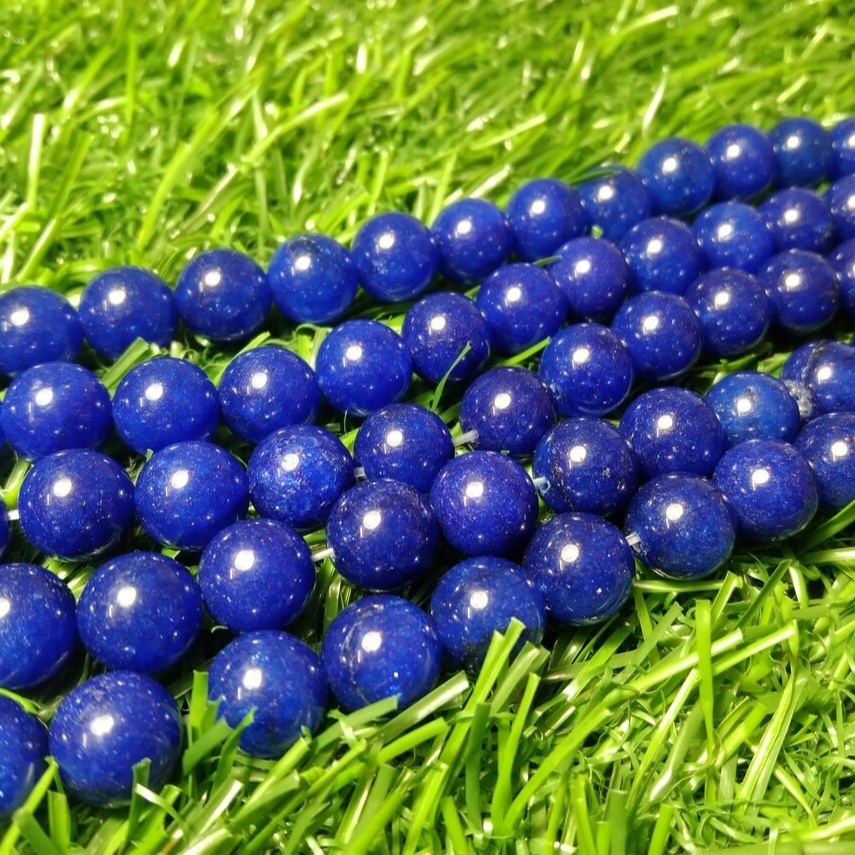 Factory Price Natural Blue Jade Stone Round 8mm Beads Line For Making Jewellery (48 Beads line)