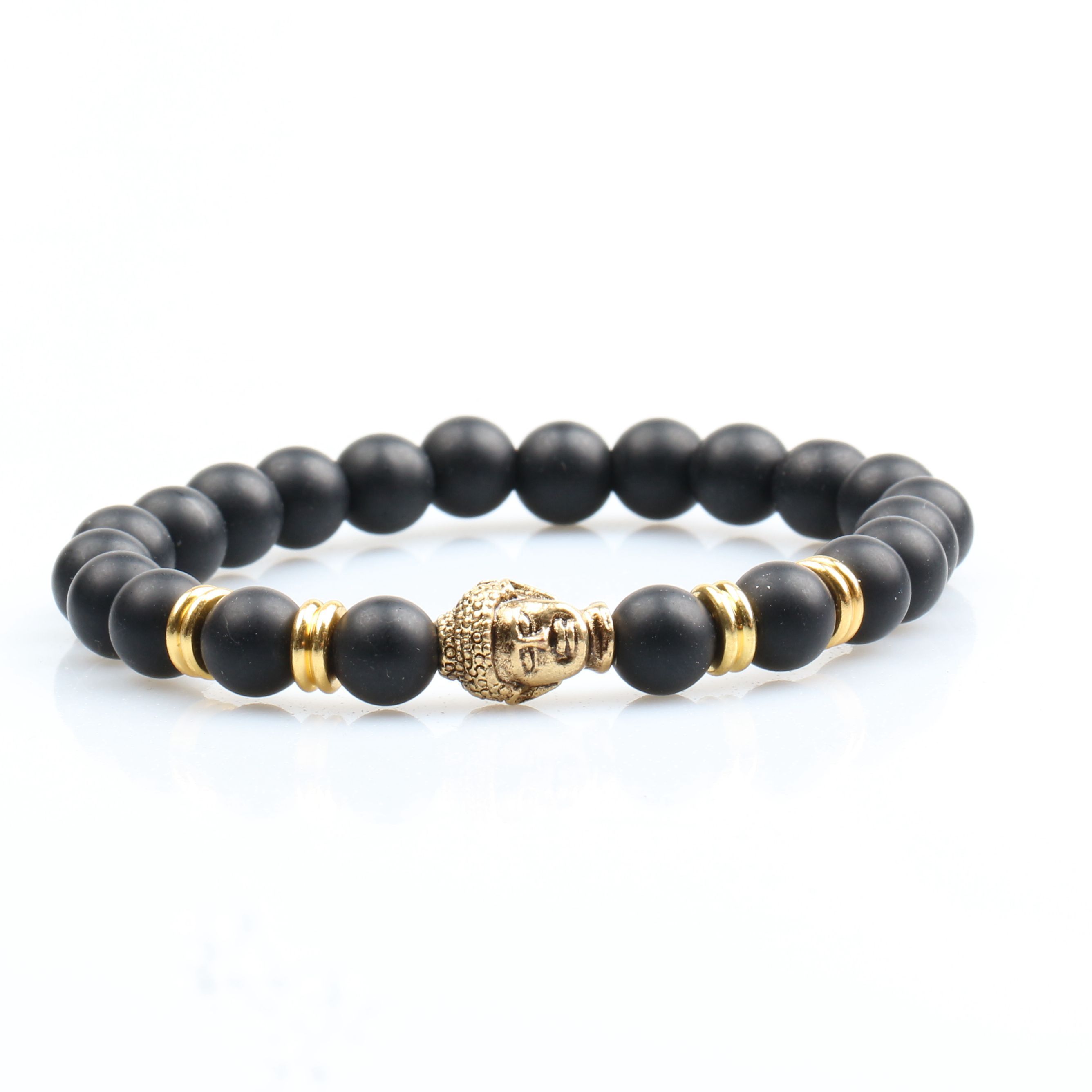 Black onyx bracelets jewelry spiritual buddha bracelets wholesale onyx bead with Buddha head beads bracelet jewelry for man