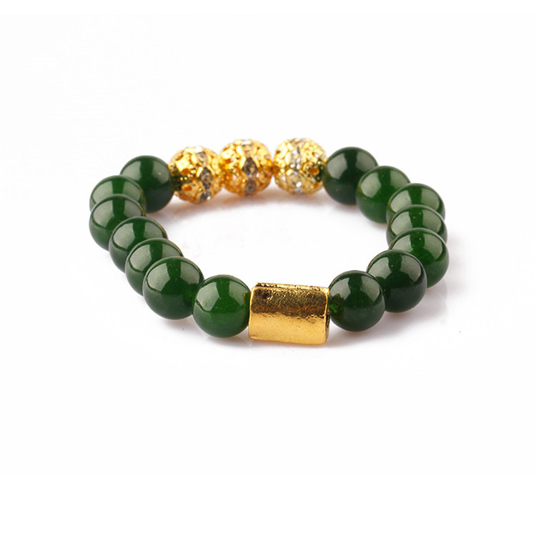 Luxury Custom Logo Jewelry Natural Green Jade Gemstone Beads With Stainless Steel Beads Charm Bracelet