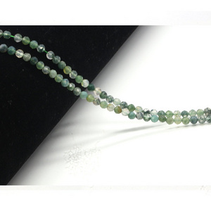 Wholesale beads Natural gemstone beads 3mm faceted round moss agate beads for jewelry making