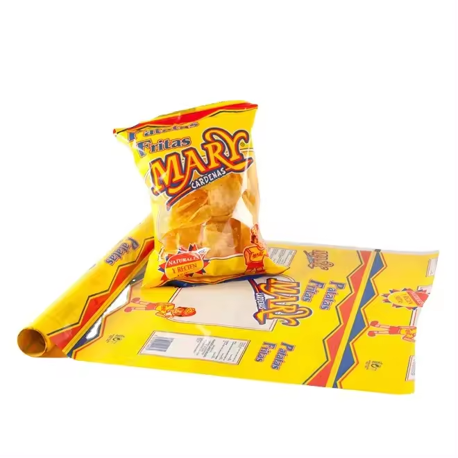 Customized  Digital Printing Laminated Bopp Biscuit Packaging Roll Film Plantain Potato Chips Crisp Packaging Popcorn BagsBags