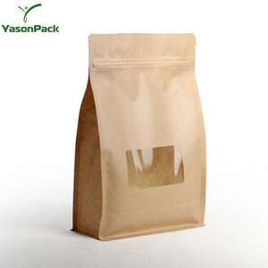 Potato Chips Block Bottom Small Kraft Paper Straw Bags For Charcoal With Logo