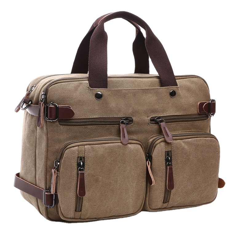 8691 Male Multifunction Bag Rucksack leather Laptop lock for Wax Canvas Messenger Briefcase Bag