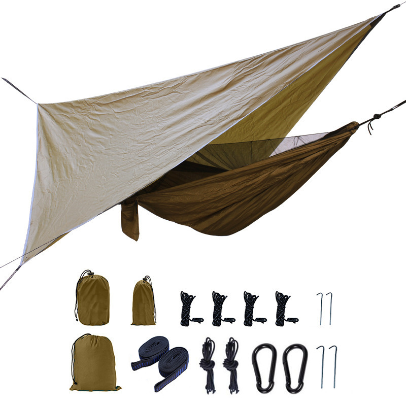 S036 High quality folding sun shelter camping tree hammock portable with rain fly