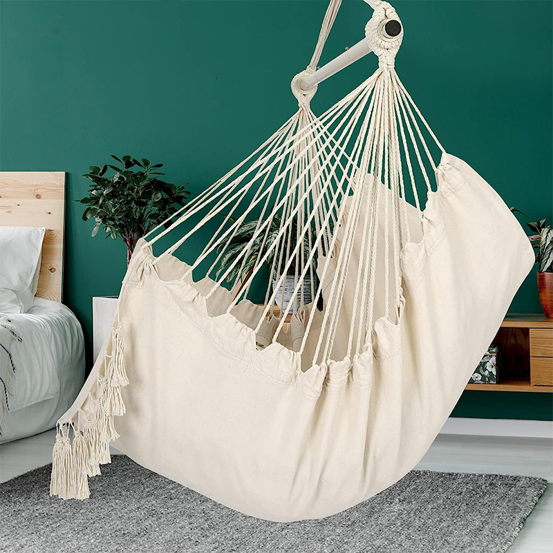 S045 Durable canvas garden patio beach camp hanging hammock swing chair with stand