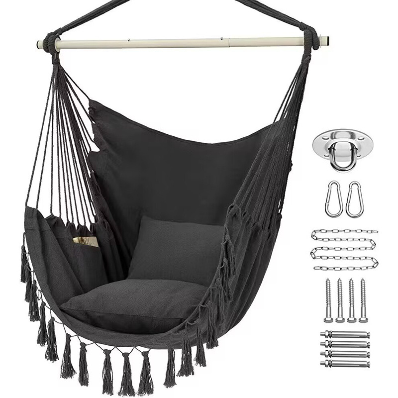 S045 Durable canvas garden patio beach camp hanging hammock swing chair with stand