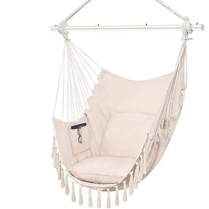 S045 Durable canvas garden patio beach camp hanging hammock swing chair with stand