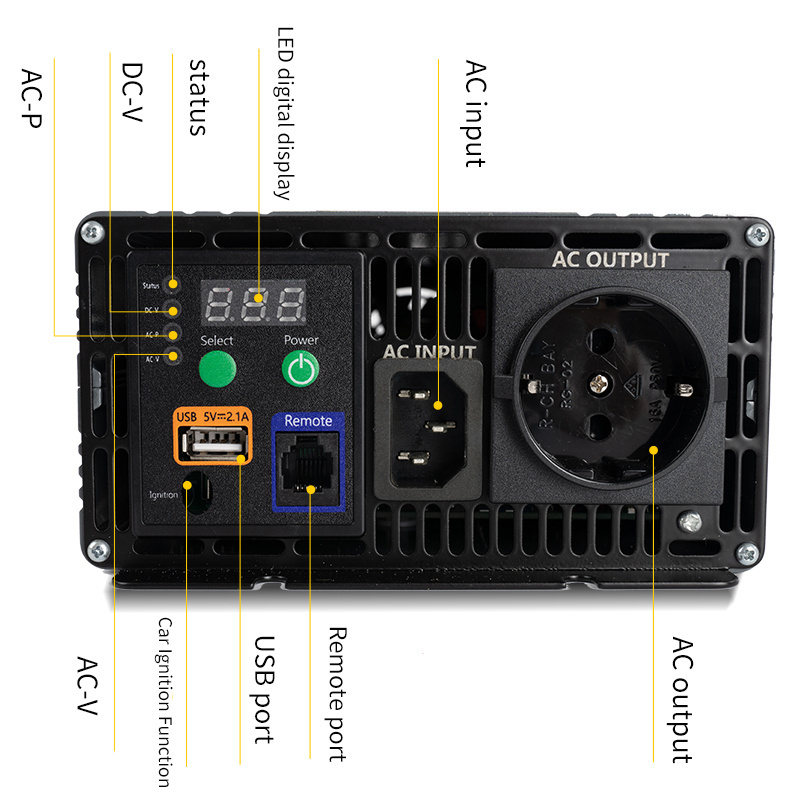 1000w car inverter pure sine wave inverter with transfer switch