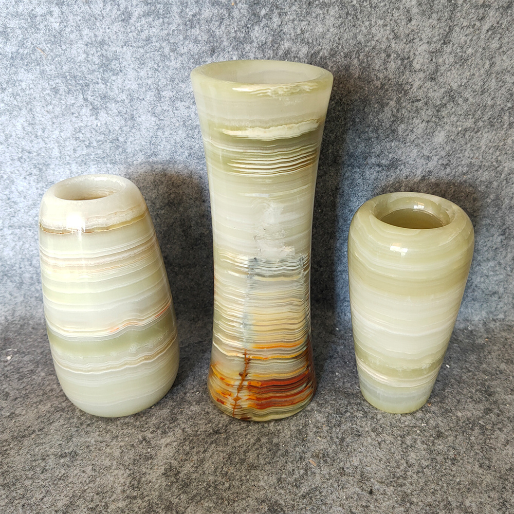 Natural Bamboo Green Onyx Marble Vase