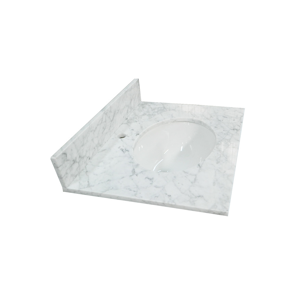 Factory Price Carrara White Marble Vanity Top With Sink For Bathroom