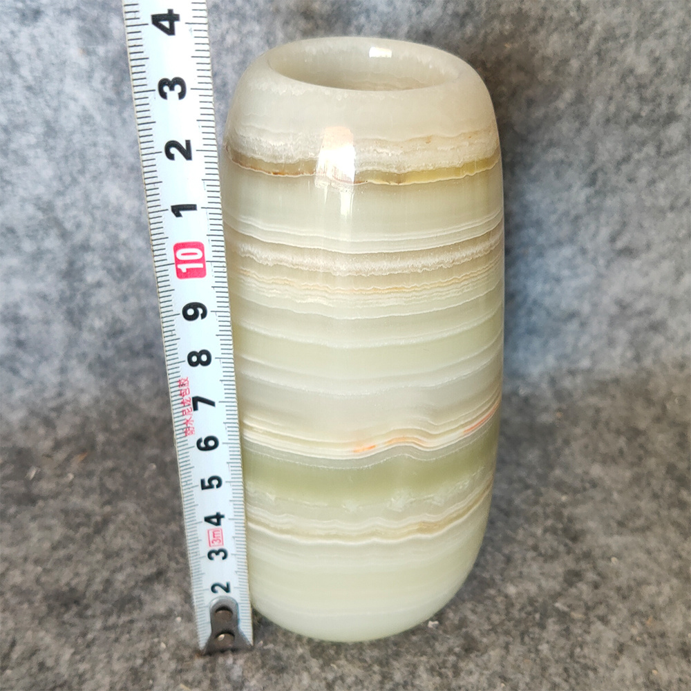 Natural Bamboo Green Onyx Marble Vase