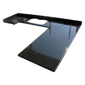 U shape Bullnose Edges Black Galaxy Granite Kitchen Countertop