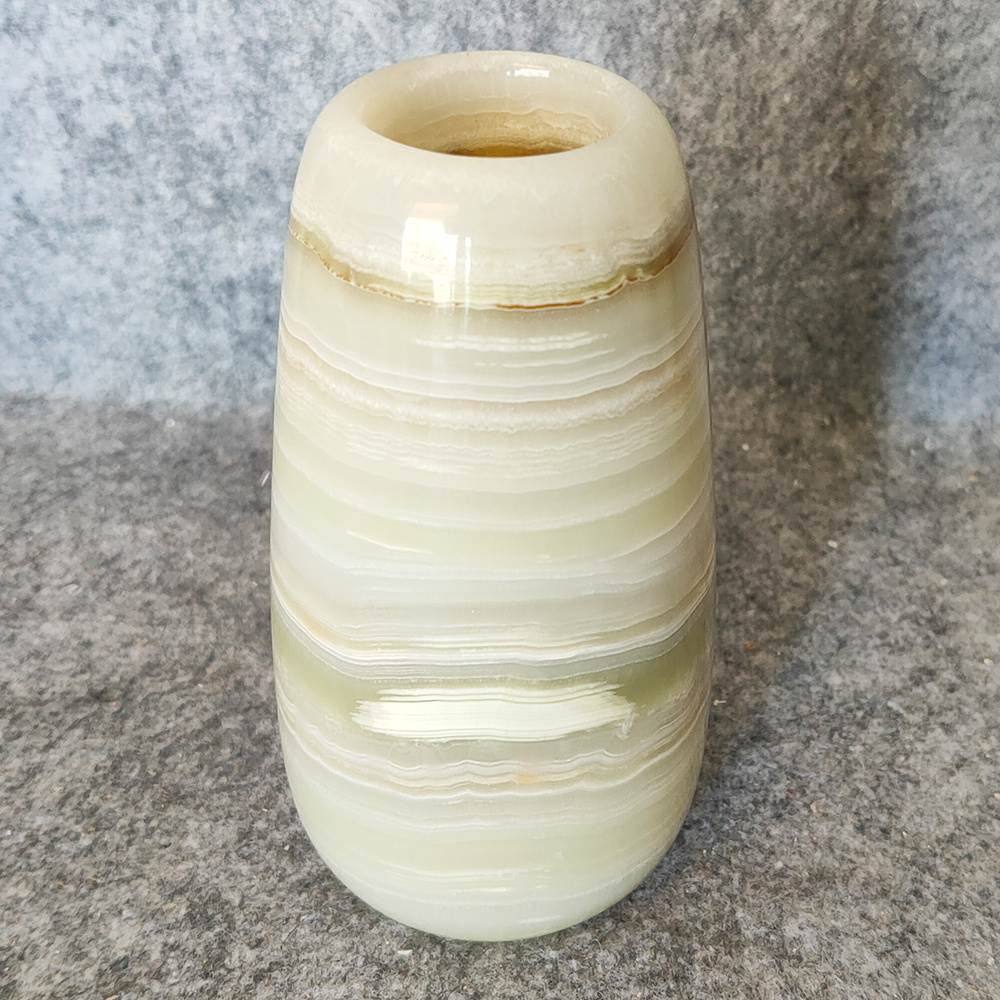 Natural Bamboo Green Onyx Marble Vase