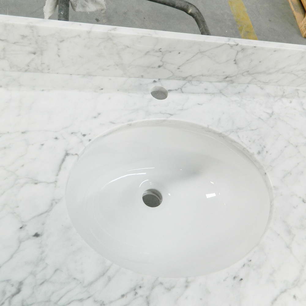 Factory Price Carrara White Marble Vanity Top With Sink For Bathroom