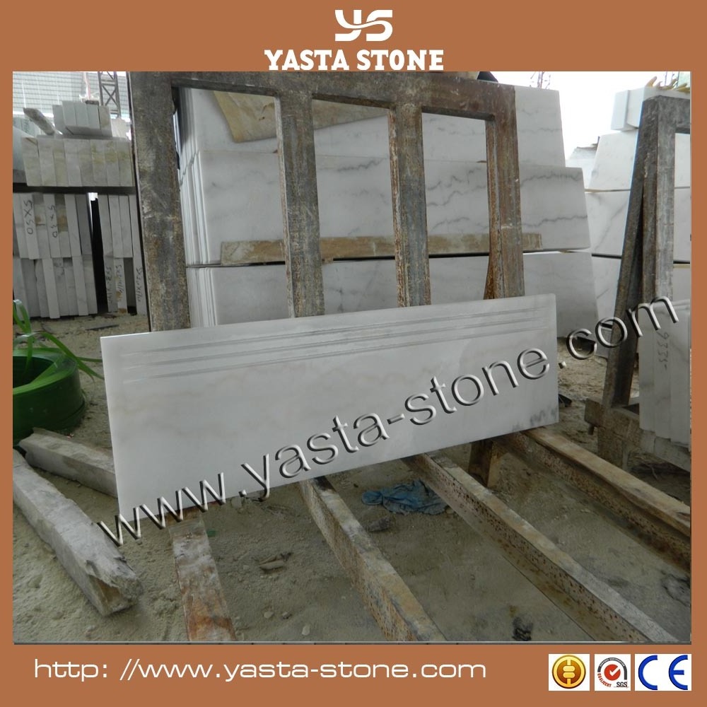 High intensity non-slip groove cut white marble outdoor stair steps lowes