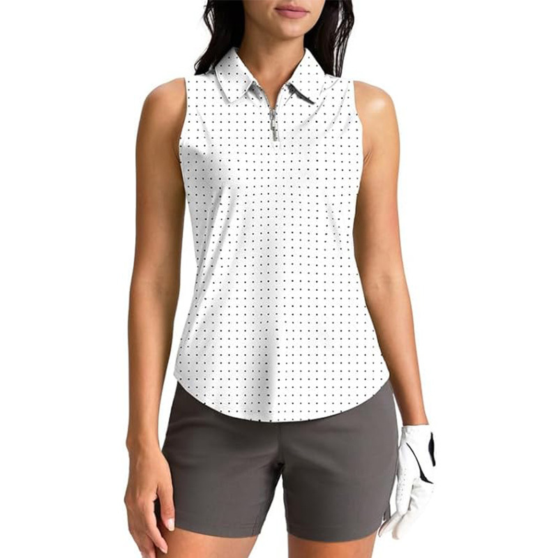 Womens Golf Shirt Sleeveless Zip Up Polo Shirts for Women Collared Lightweight Tennis Athletic Tank Top