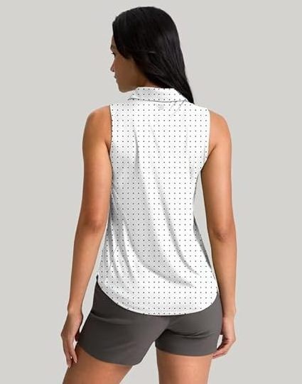 Womens Golf Shirt Sleeveless Zip Up Polo Shirts for Women Collared Lightweight Tennis Athletic Tank Top