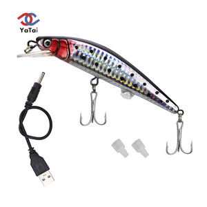 USB Rechargeable Flashing LED Light Twitching Fishing Lures 12cm 19g Bait Electric Hard Minnow Lure