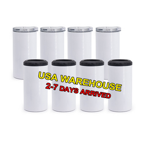 USA Warehouse 4 in 1 16oz skinny straight Stainless Steel Insulated slim sublimation can cooler for keeping drinking cold