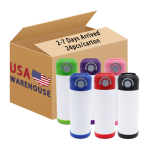 USA Warehouse 12oz Kids Flip Top Sublimation Blanks Tumbler 12 oz Stainless Steel Straight Kids Water Bottles for Kids School