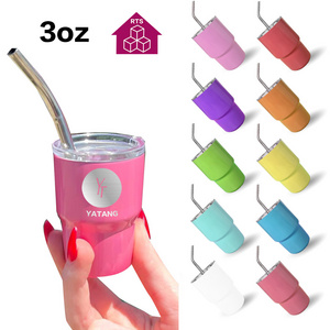 Hot Sale 2oz 3oz Mini Sublimation Tumbler Vacuum Stainless Steel Cup Double Wall Mini Tumbler Shot Glass with Straw Lid