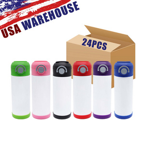 USA Warehouse BPA Free Mixed Color 12oz Custom Sports Thermos Hot Flip Top Kids Stainless Steel Sublimation Water Bottle