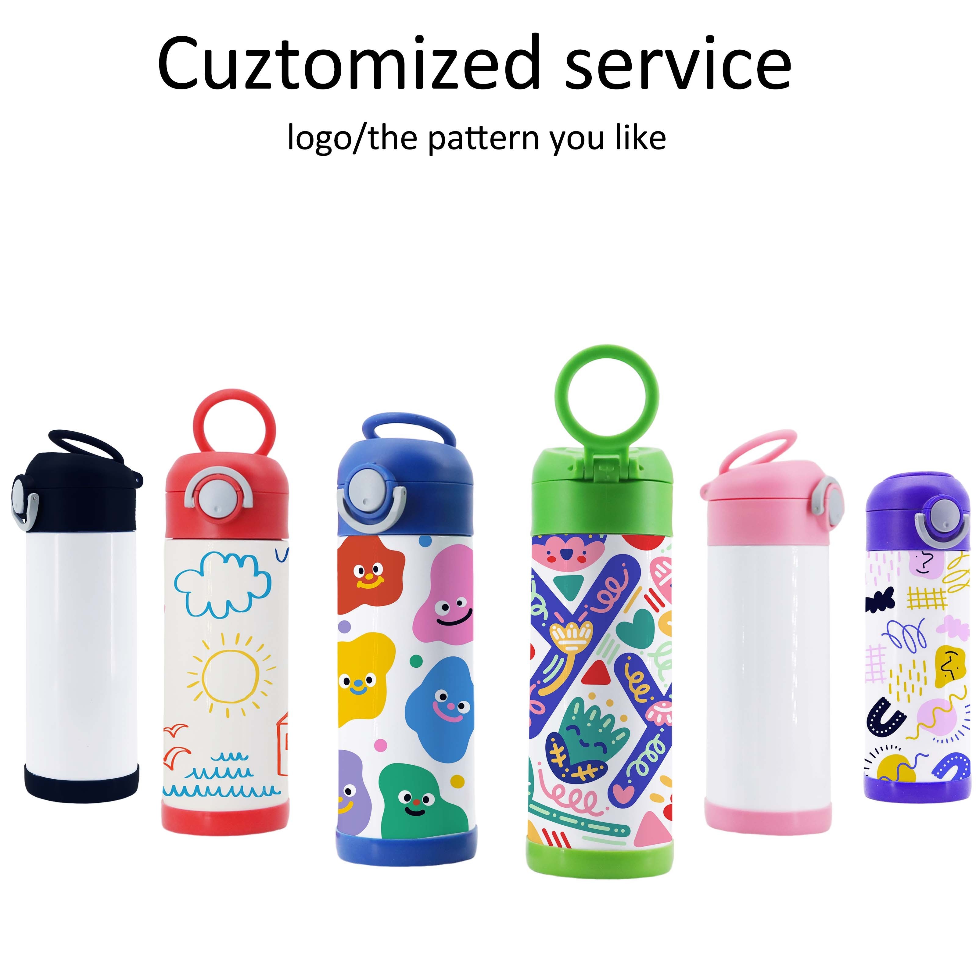 USA Warehouse BPA Free Mixed Color 12oz Custom Sports Thermos Hot Flip Top Kids Stainless Steel Sublimation Water Bottle