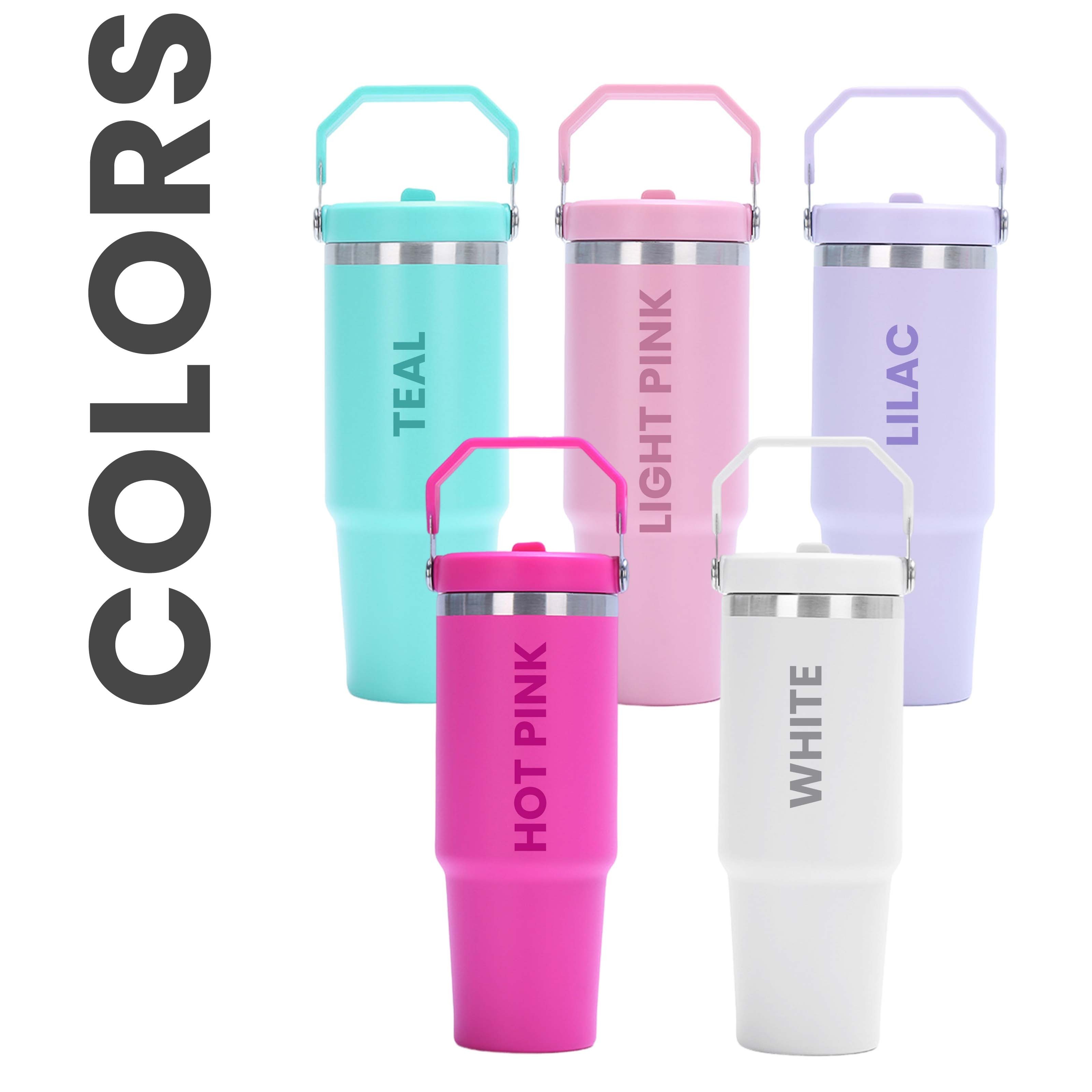 Tumblers Wholesale Bulk 30oz Stainless Steel Water Bottle 30oz Double Wall Leakproof Flip Straw Tumbler with Handle Straw