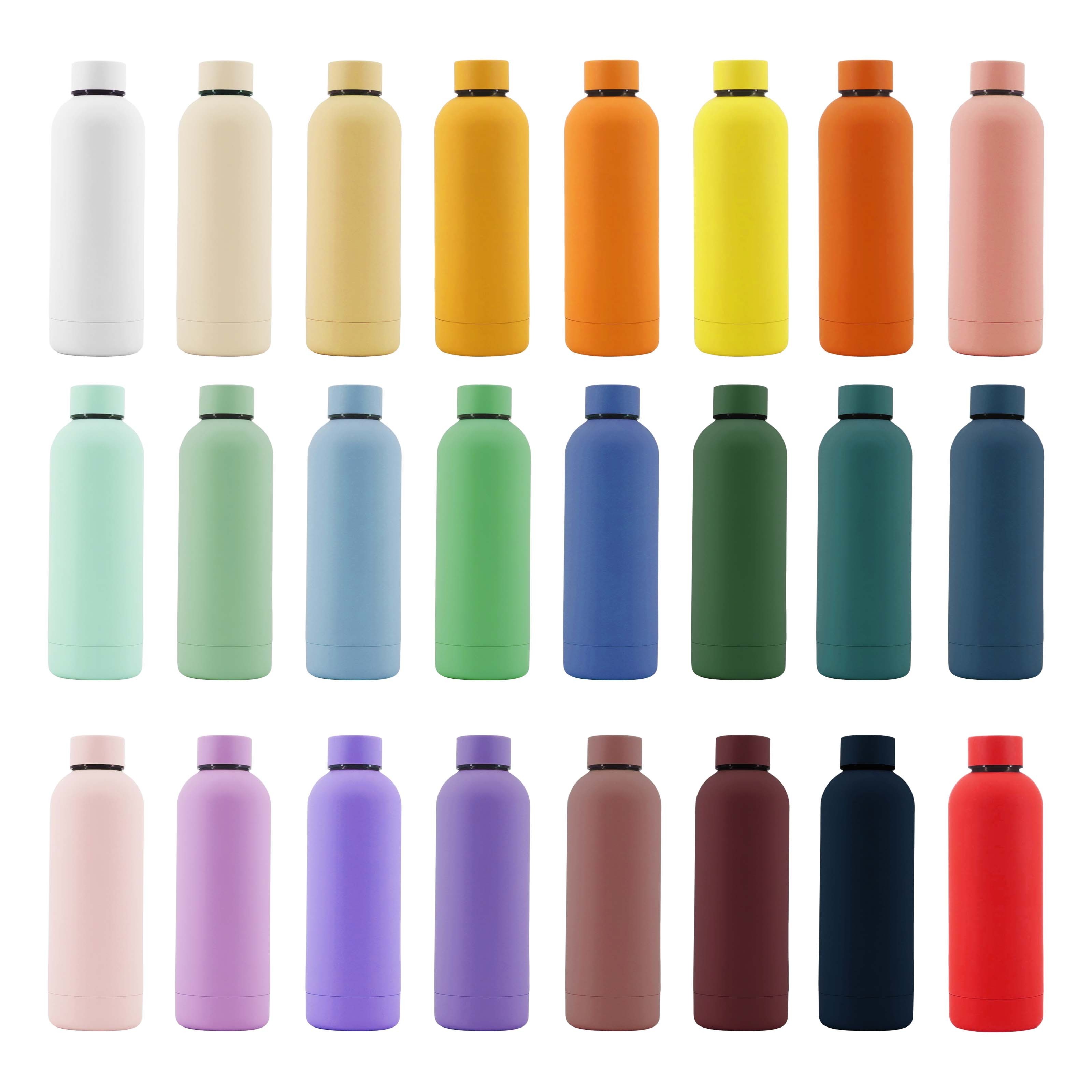 Wholesale Narrow Mouth Double Vacuum Stainless Steel 304 BPA Free 500ml Rubber Paint Matte Soft Touch Water Bottle