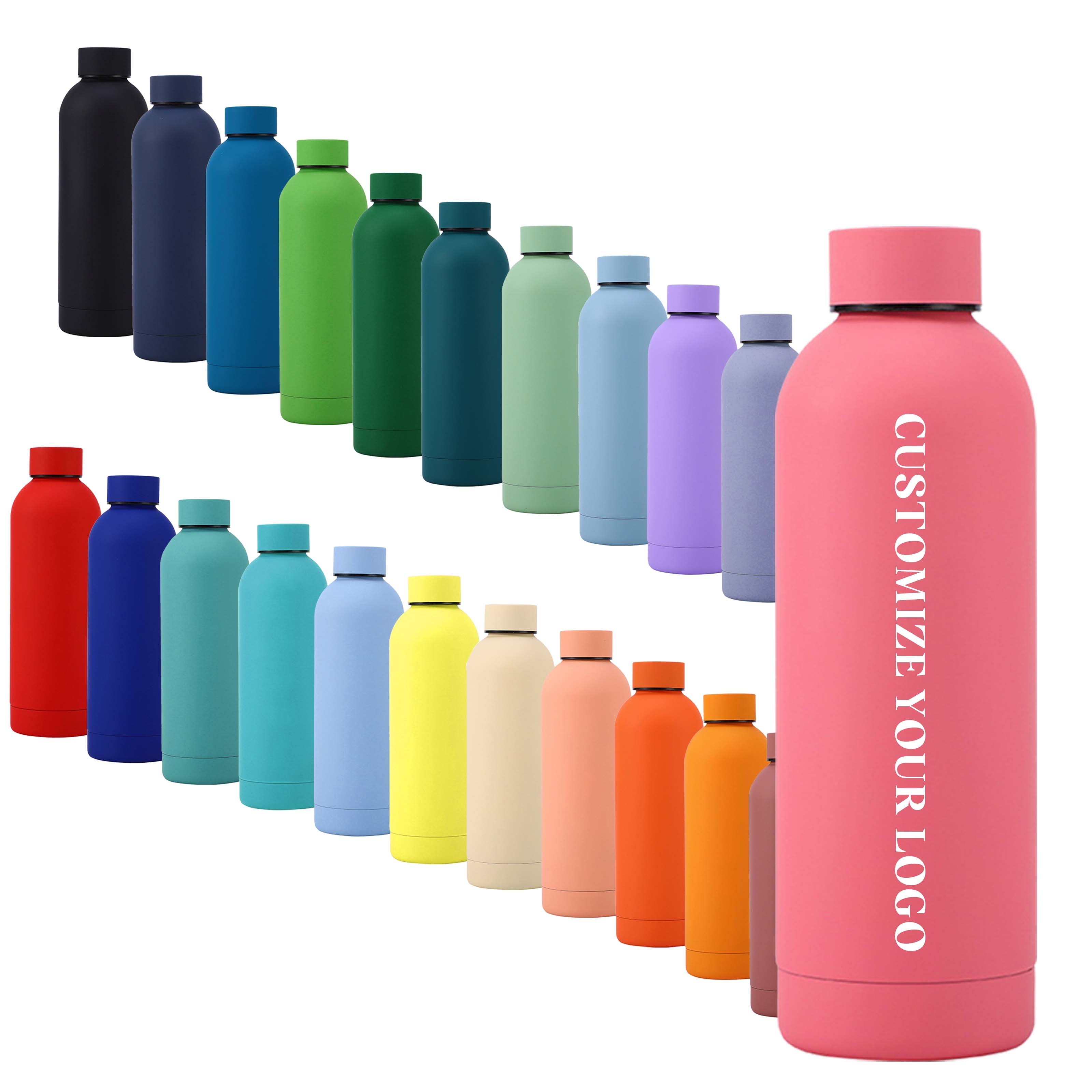 Wholesale Narrow Mouth Double Vacuum Stainless Steel 304 BPA Free 500ml Rubber Paint Matte Soft Touch Water Bottle