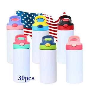 Hot Selling 12oz 20oz Colored Stainless Steel Vacuum Flask Baby Sippy Cup Flip Top Kids Sublimation Tumbler Straight with Straw