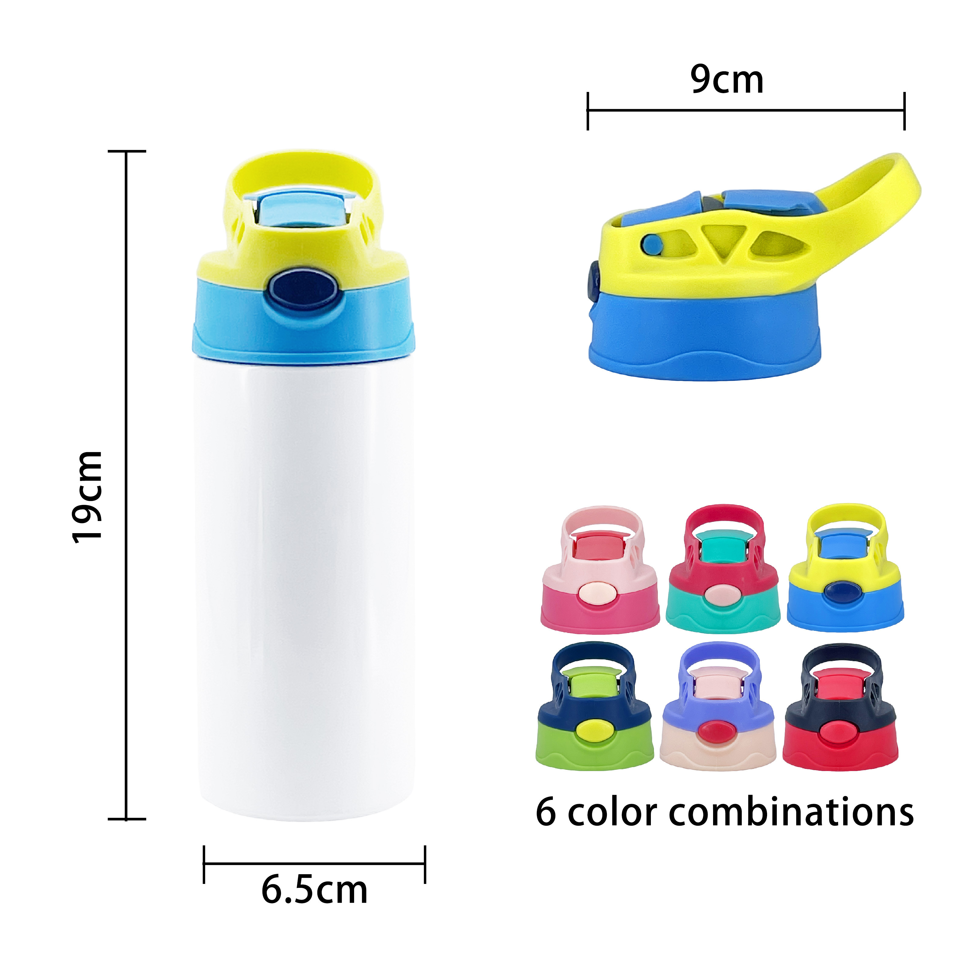 Hot Selling 12oz 20oz Colored Stainless Steel Vacuum Flask Baby Sippy Cup Flip Top Kids Sublimation Tumbler Straight with Straw