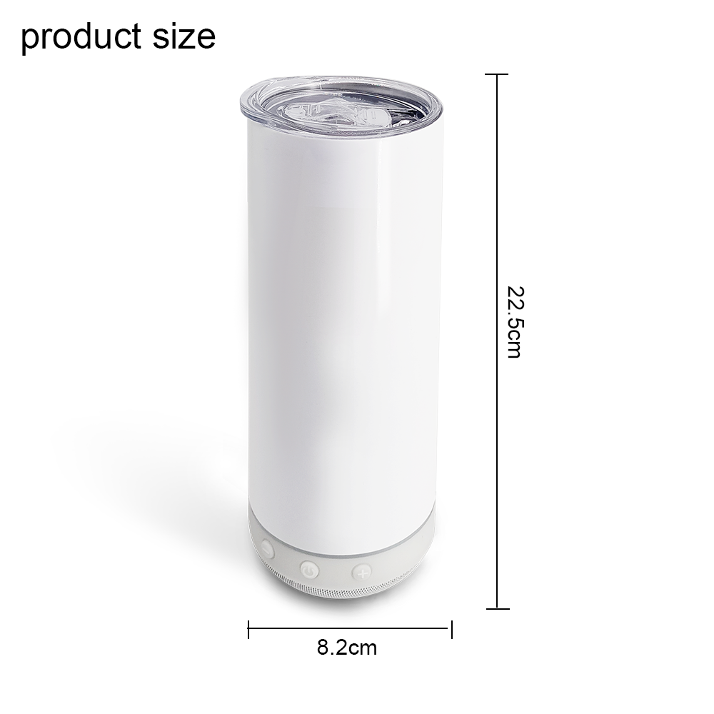 USA Warehouse Sublimation Blanks Straight Tumbler Smart speaker 20oz stainless steel Sublimation Wireless Speaker Music Tumbler