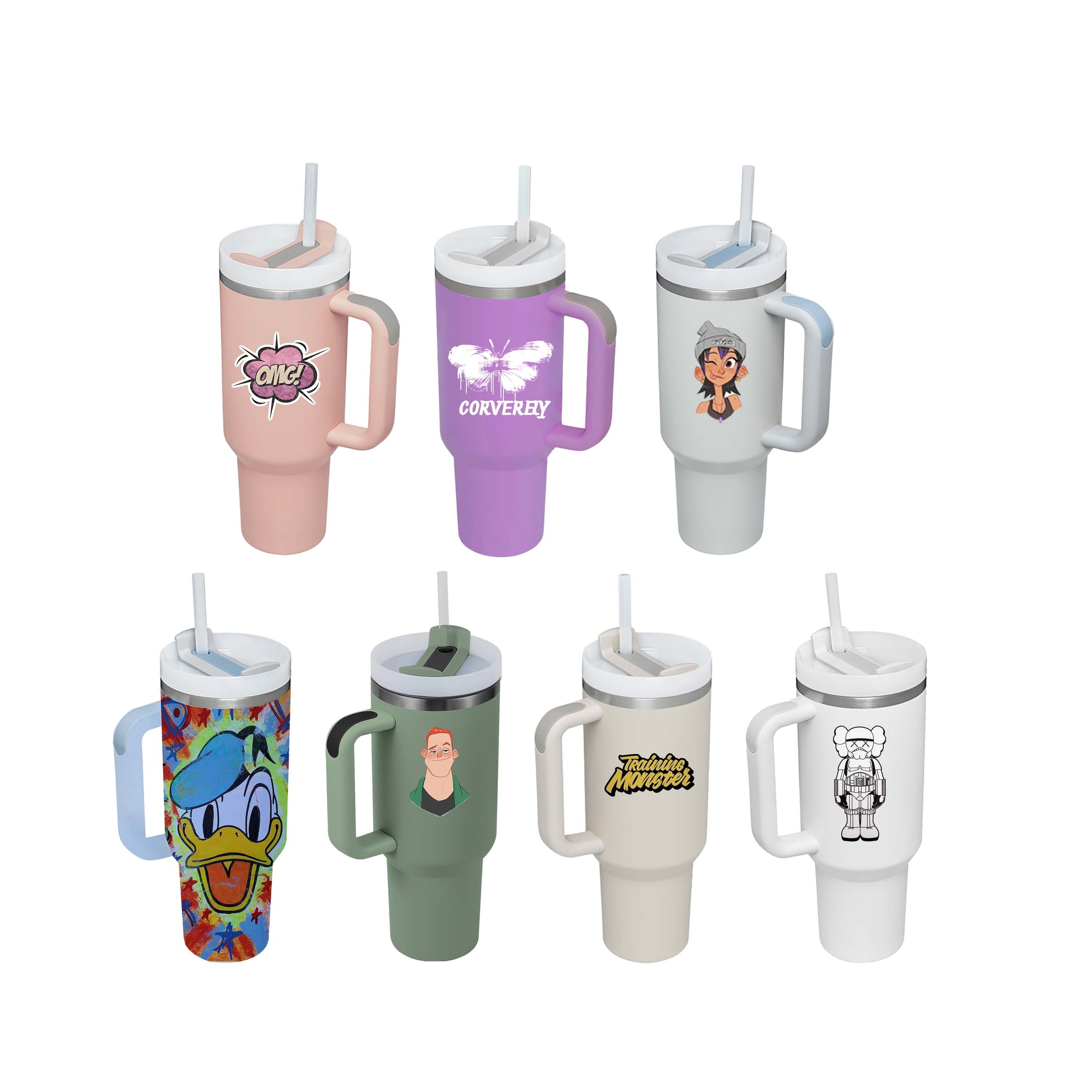 USA Warehouse 40oz Sublimation blanks Adventure Quencher Travel Mugs Stainless Steel Vacuum Insulated 40oz Tumbler with Handle