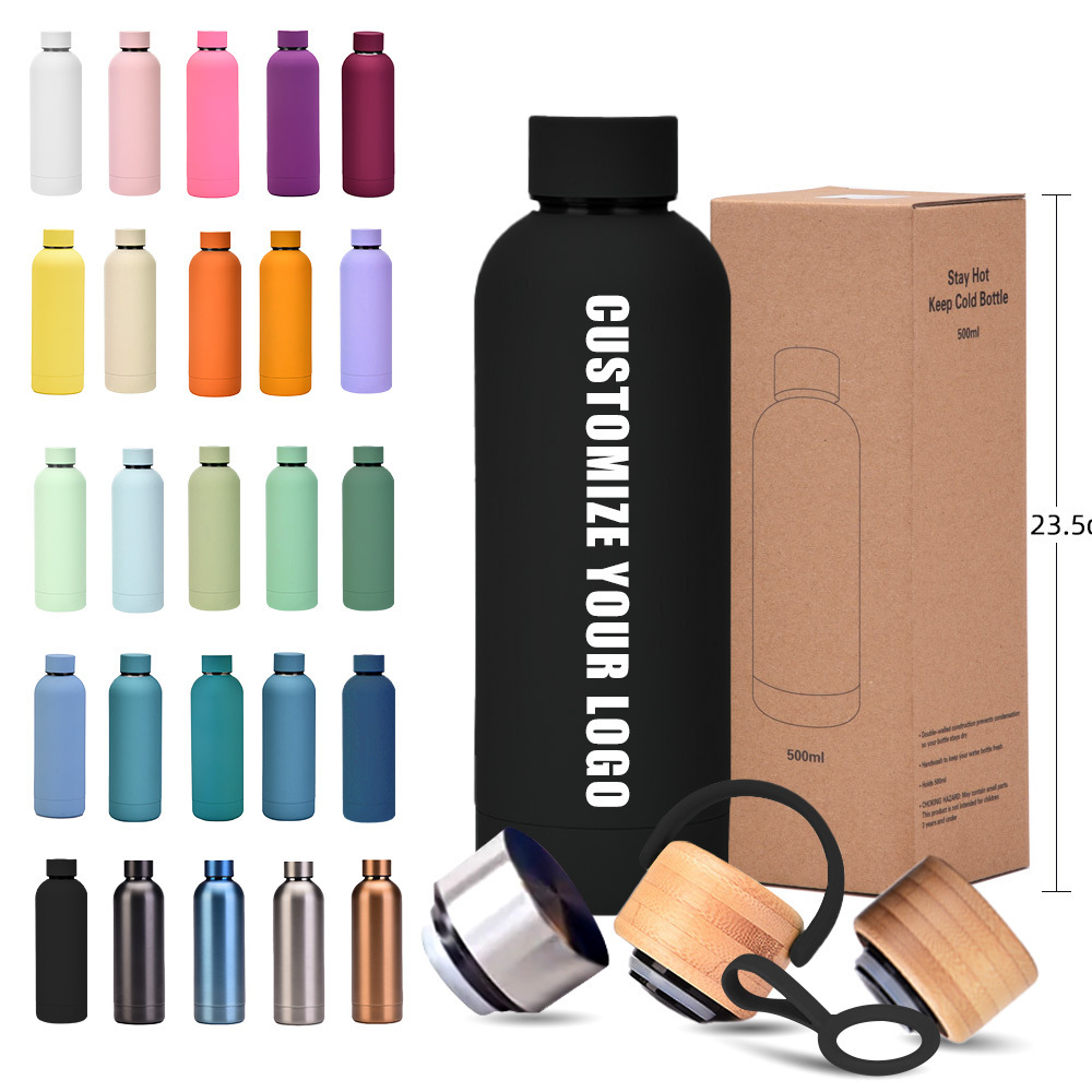 Customized color logo reusable gym double wall stainless steel cup sport metal bottle vacuum flask thermos drinking water bottle