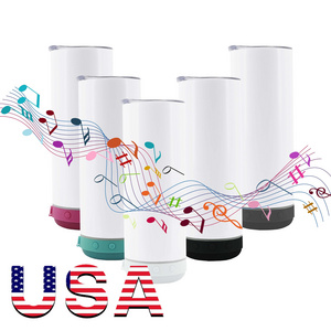 Hot Selling 20oz Removeable Custom Drink Cup Stainless Steel Sublimation Blanks Smart Wireless Music Speaker Tumbler with Straw