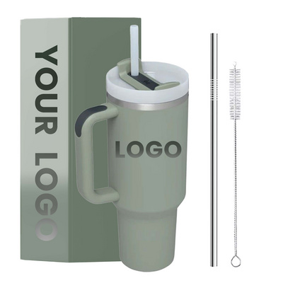 Custom Logo 40oz 40 oz Personalized Outdoor Coffee Travel Mugs Stainless Steel H2.0 Quencher Tumbler with Handle and Straw Lid