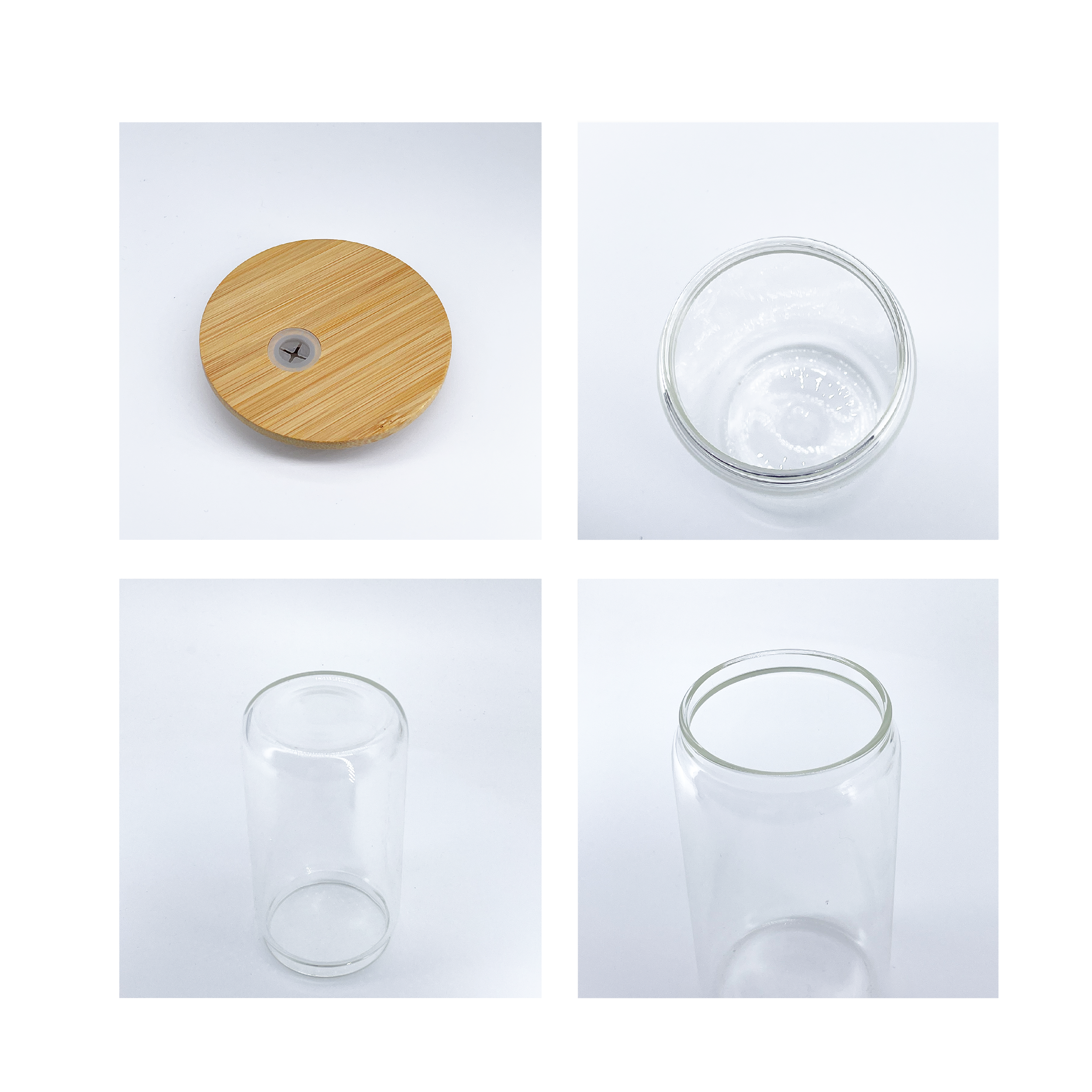 Sublimation Blanks 16oz Drinking Libbey Clear Frosted Glass Bottles Beer Can Glass Cup Tumbler with Bamboo Lid and Straw