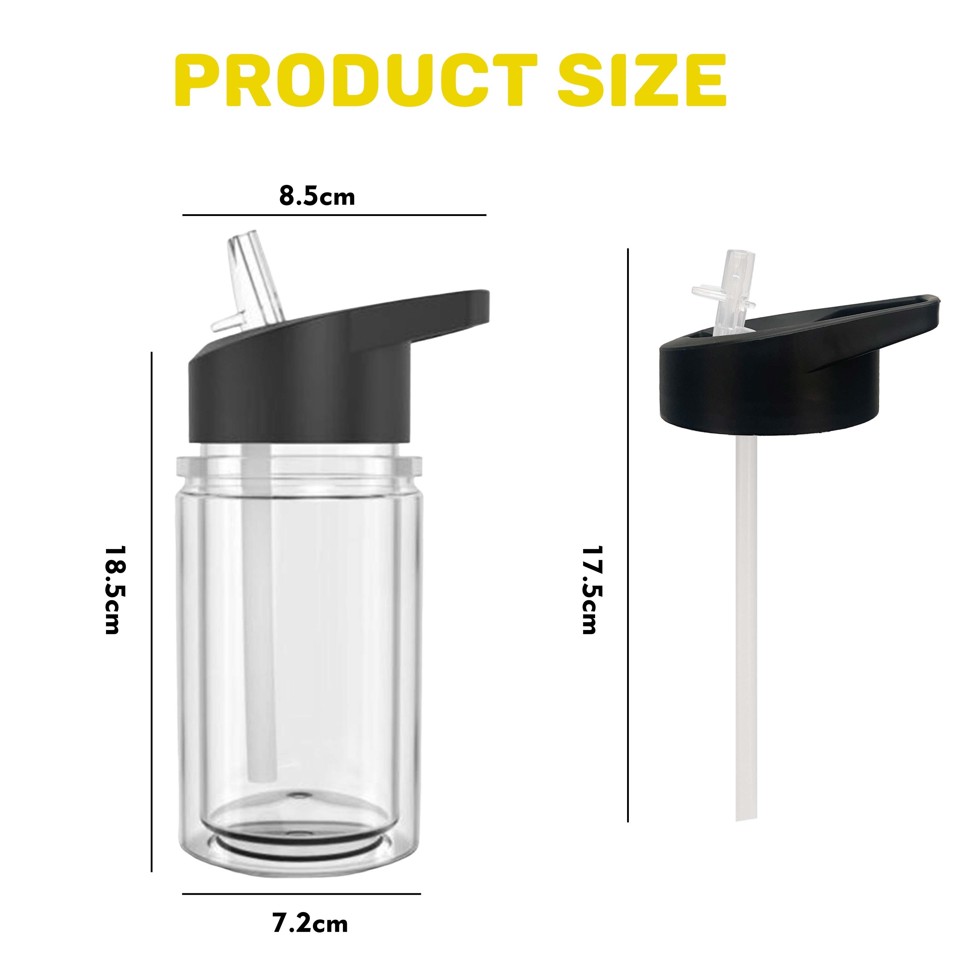 New Products 2024 Kids Water Bottle Bpa Free Sublimation Blanks 10oz Double Predrilled Kids Plastic Snowglobe Tumbler with Straw