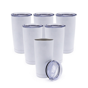 wholesale vacuum insulated 20 oz 30oz coffee travel car powder coated mugs tumbler cups in bulk with slide lid