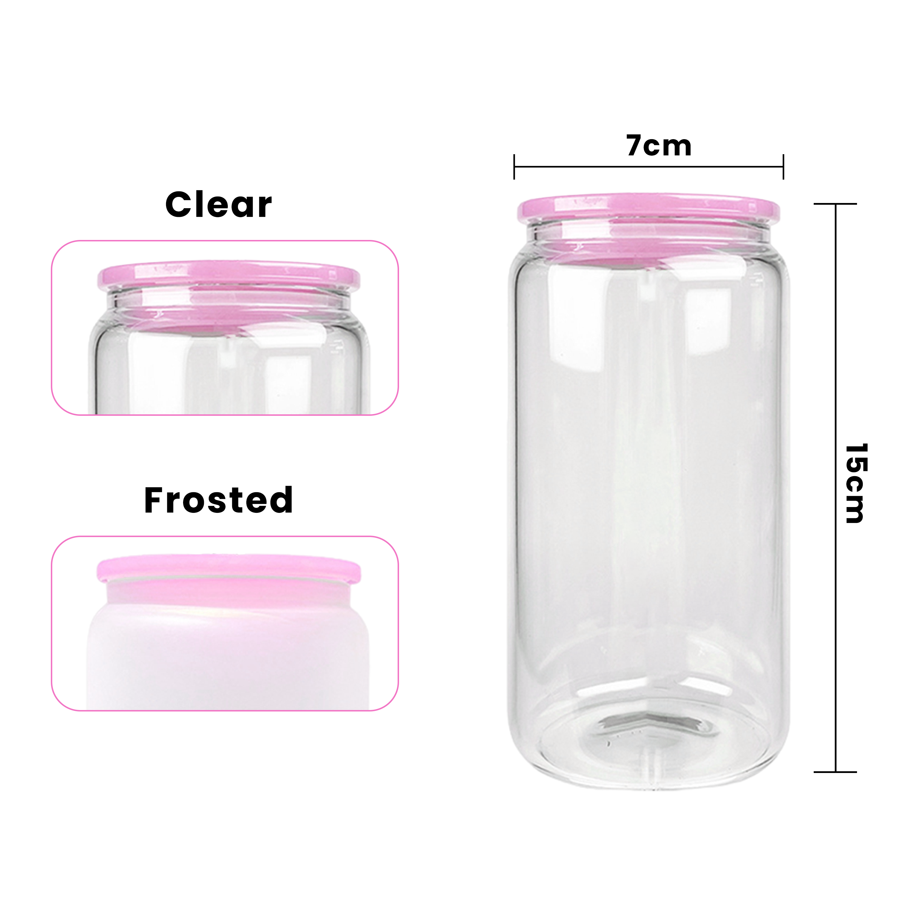 USA Warehouse 16oz High Borosilicate Frosted Clear Blank Sublimation Glass Beer Can Shaped Cup with Colorful Lids and Straw