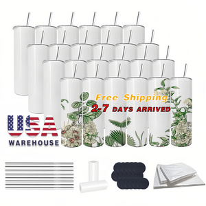 Ready to Ship 20oz 30oz Skinny Straight Sublimation Tumbler Sublimation Blanks Cups Stainless Steel Tumblers with Straw